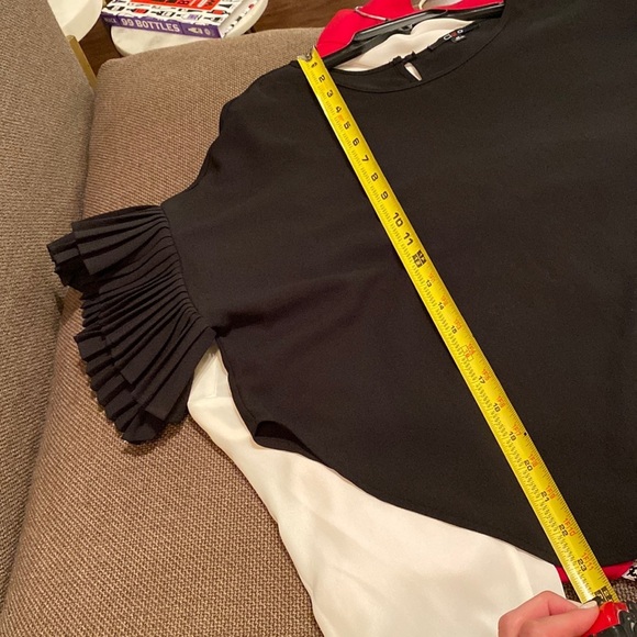 Cleo black pleated fancy sleeves black top shirt M​ - Picture 9 of 11